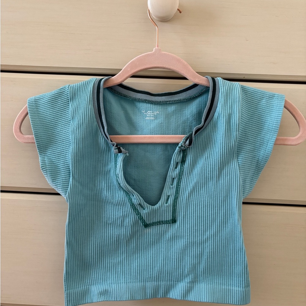 Urban Outfitters Teal Ribbed Crop Top